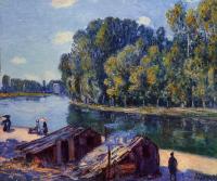 Sisley, Alfred - Cabins along the Loing Canal, Sunlight Effect